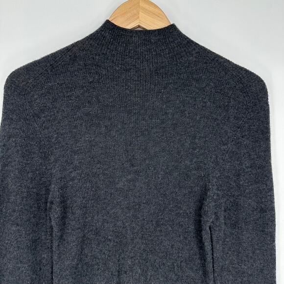 Quince 100% Cashmere Featherweight Ribbed Mock Neck Turtleneck Sweater Gray - Picture 10 of 15